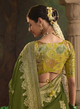 India Silk Dark Green Presents Pure Crepe Dola Silk Sarees Featuring Elegant Zari Weaving And Unique